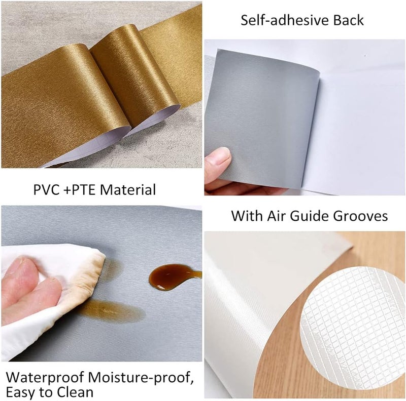 Kelendle Metallic Wallpaper Border Peel and Stick Flexible Molding Trim Self Adhesive Decorative Wall Lines Border Lines for Bathroom Kitchen Hotel DIY Home Decoration 4.2x196.8 Gray - Image 5